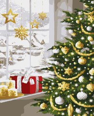 Картини за номерами "Різдвяна ялинка (з золотими фарбами)" Artissimo полотно на підрамнику 50x60 см PNX4872 в інтернет-магазині "Я - Picasso"