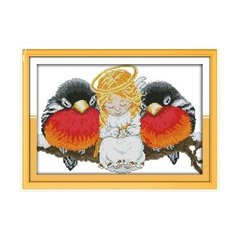 Ангел і птахи Набір для вишивання хрестиком з друкованою схемою на тканині Joy Sunday C112 в інтернет-магазині "Я - Picasso"