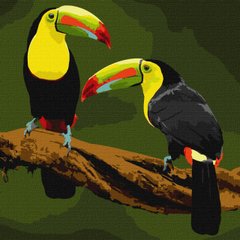 Картина за номерами "Екзотичні птахи" Ідейка полотно на підрамнику 40х40см KHO4337 в інтернет-магазині "Я - Picasso"