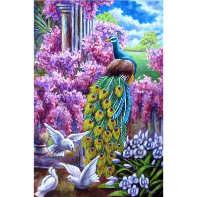 Алмазна мозаїка "Павлін і голуби" Алмазна мозаїка 60х40 DM-302 в інтернет-магазині "Я - Picasso"