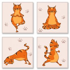 Набор для росписи по номерам полиптих - Yoga-cat в интернет-магазине "Я - Picasso"