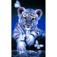 Алмазная мозаика "Тигрёнок с бабочками" Алмазная мозаика 50x30см DM-287 в интернет-магазине "Я - Picasso"