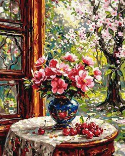 Картина за номерами "Цвіт вишні у вазі &copy;art_selena_ua" Ідейка полотно на підрамнику 40x50см KHO5777 в інтернет-магазині "Я - Picasso"