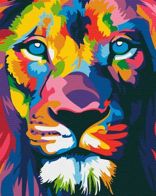 Картина за номерами "Кольоровий лев" полотно на підрамнику 40x50 см RB-0057 в інтернет-магазині "Я - Picasso"