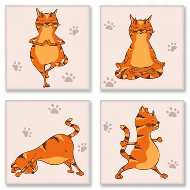 Набір для розпису по номерам полиптих "Yoga-cat" Ідейка подарункова упаковка з ручкою KNP010 в інтернет-магазині "Я - Picasso"