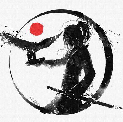 Картина за номерами "Донька самурая" Ідейка полотно на підрамнику 40х40см KHO5057 в інтернет-магазині "Я - Picasso"