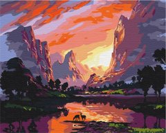 Картина за номерами "Яскравий захід в горах" BrushMe полотно на підрамнику 40х50см BS51977 в інтернет-магазині "Я - Picasso"