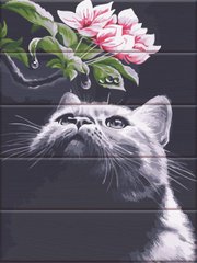 Картина за номерами на дереві "Кот і магнолія" ArtStory подарункова упаковка 30x40см ASW102 в інтернет-магазині "Я - Picasso"
