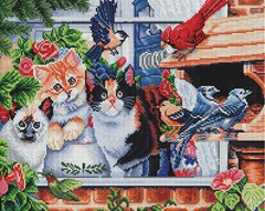 Алмазна мозаїка "Котики в саду" BrushMe 40x50см GF3022 в інтернет-магазині "Я - Picasso"