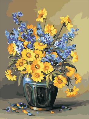 Картина за номерами "Жовто-синій букет" ArtStory полотно на підрамнику 30х40см AS0931 в інтернет-магазині "Я - Picasso"