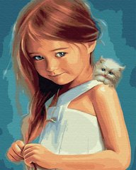 Картина за номерами "Стісняшка з кошеням" BrushMe полотно на підрамнику 40x50см GX29829 в інтернет-магазині "Я - Picasso"