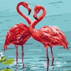 Картина по номерам "Яркие фламинго" Идейка холст на подрамнике 30х30см KHO4197 в интернет-магазине "Я - Picasso"