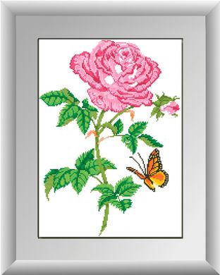 30258 Роза с бабочкой. Dream Art. Набор алмазной живописи (квадратные, полная) в интернет-магазине "Я - Picasso"