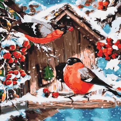 Картина по номерам "Яркие снегури" Идейка холст на подрамнике 40x40см КНО4041 в интернет-магазине "Я - Picasso"