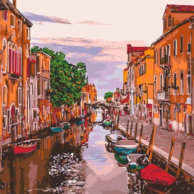Картина за номерами "Венеціанський вечір" Ідейка полотно на підрамнику 40x40см КНО3571 в інтернет-магазині "Я - Picasso"