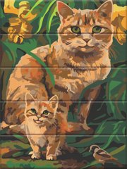 Картина по номерам на дереве "Рыжие коты" подарочная упаковка 30x40см ASW178 в интернет-магазине "Я - Picasso"