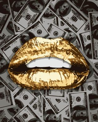 Картини за номерами "Золоті губи $$$ (з золотою фарбою)" Artissimo полотно на підрамнику 40x50 см PN3161 в інтернет-магазині "Я - Picasso"