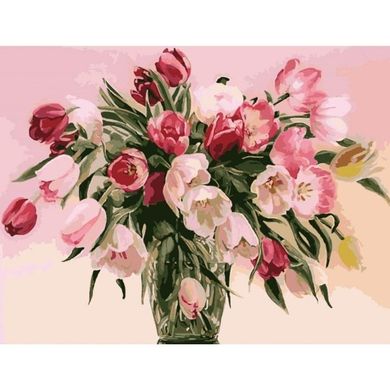 Картина за номерами "Тюльпани у вазі" Ідейка полотно на підрамнику 40x50см КНО1072 в інтернет-магазині "Я - Picasso"