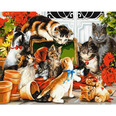 Картина по номерам - Кошачья семья 40x50 в интернет-магазине "Я - Picasso"