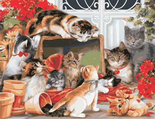 Картина за номерами "Велика компанія котів" ArtStory в подарунковій коробці 50х65см AS0960 в інтернет-магазині "Я - Picasso"