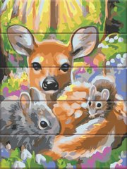 Картина за номерами на дереві "Лісові друзі" ArtStory подарункова упаковка 30x40см ASW177 в інтернет-магазині "Я - Picasso"