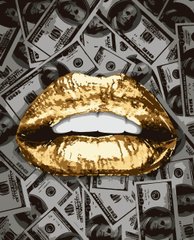 Картины по номерам "Золотые губы $$$ (с золотой краской)" Artissimo холст на подрамнике 50x60 см PNX3161 в интернет-магазине "Я - Picasso"