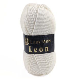 Пряжа Leon/Леон, білий LN002, Lady Yarn