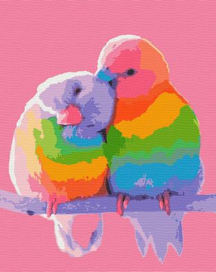 Картина по номерам "Веселкові папужки" холст на подрамнике 40x50 см RB-0006 в інтернет-магазині "Я - Picasso"