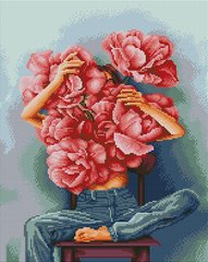 Алмазна мозаїка "Півонії в обіймах ©Mykhailyshyna Daria" BrushMe полотно на підрамнику 40x50см DBS1073 в інтернет-магазині "Я - Picasso"