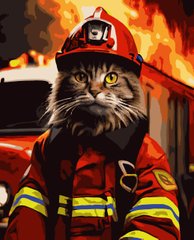 Картини за номерами "Котик пожежник" Artissimo полотно на підрамнику 40x50 см PN4208 в інтернет-магазині "Я - Picasso"