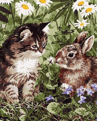 Картина за номерами "Кот і кролик" ArtStory подарункова упаковка 40x50см AS0741 в інтернет-магазині "Я - Picasso"