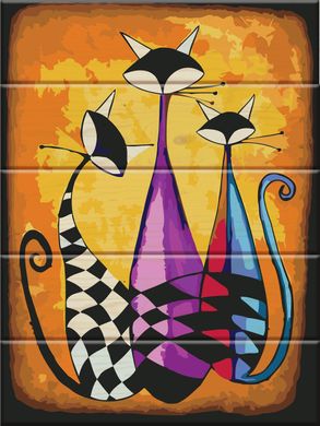 Картина за номерами на дереві "Три кота" ArtStory подарункова упаковка 30x40см ASW018 в інтернет-магазині "Я - Picasso"