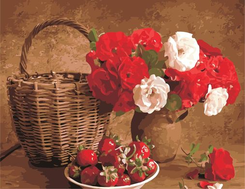 Картина за номерами "Полуниця і квіти" ArtStory в подарунковій коробці 50х65см AS0964 в інтернет-магазині "Я - Picasso"