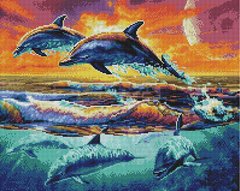 Алмазна мозаїка "Зграя дельфінів" BrushMe 40x50см GF3382 в інтернет-магазині "Я - Picasso"