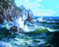Картина за номерами "Хвилі об скелі" ArtStory подарункова упаковка 40x50см AS0536 в інтернет-магазині "Я - Picasso"