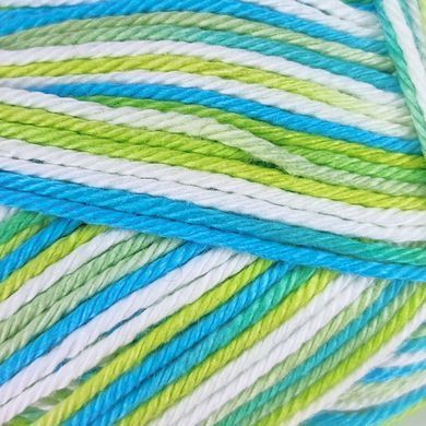 Пряжа Cotton Queen Multi/Коттон Квін Мульти, салатовий-блакитний-білий мультиколор 10401 Performance