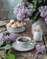 Алмазна мозаїка "Кава з бузковим ароматом" BrushMe полотно на підрамнику 40x50см DBS1105 в інтернет-магазині "Я - Picasso"