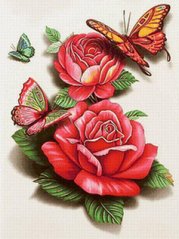 Алмазная мозаика "Бабочки на розах" Алмазная мозаика 30x40см DM-327 в интернет-магазине "Я - Picasso"