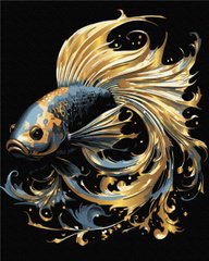 Картина за номерами "Чарівна рибка" BrushMe із золотою фарбою на чорному полотні 40x50см BSB0006 в інтернет-магазині "Я - Picasso"