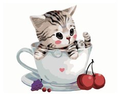 Картина за номерами "Котик в чашці" BrushMe полотно на підрамнику 40x50см GX8396 в інтернет-магазині "Я - Picasso"
