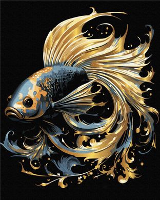 Картина по номерам "Волшебная рыбка" BrushMe с золотой краской на черном холсте 40x50см BSB0006 в интернет-магазине "Я - Picasso"