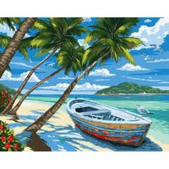 Алмазна мозаїка "Пляж з пальмами" Алмазна мозаїка 40x50см DM-212 в інтернет-магазині "Я - Picasso"