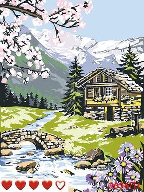 Картини за номерами "Хатинка в горах" Барви полотно на підрамнику 40x50 см 0036П1 в інтернет-магазині "Я - Picasso"