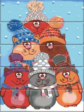 Картина по номерам на дереве "Зимние котики" ArtStory подарочная упаковка 30x40см ASW222 в интернет-магазине "Я - Picasso"