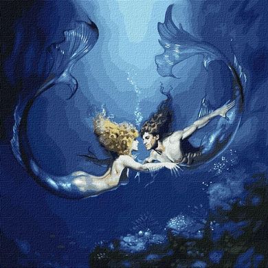 Картина за номерами "Підводна любов з фарбами металік" Ідейка полотно на підрамнику 50х50см КНО9526 в інтернет-магазині "Я - Picasso"