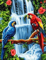 Алмазная мозаика "Попугаи у водопада" Алмазная мозаика 30x40см DM-332 в интернет-магазине "Я - Picasso"