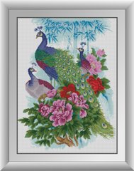 30989 Семья павлинов. Dream Art. Набор алмазной живописи (квадратные, полная) в интернет-магазине "Я - Picasso"