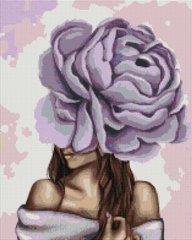 Алмазная мозаика "Дама с фиолетовым пионом" BrushMe холст на подрамнике 40x50см DBS1070 в интернет-магазине "Я - Picasso"