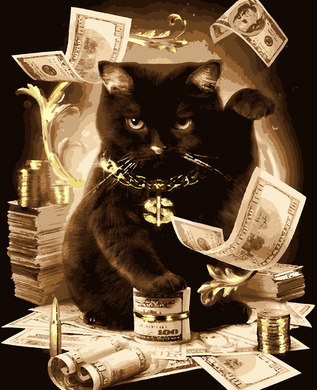 Картины по номерам - Денежный кот с золотой краской 40x50 см в интернет-магазине "Я - Picasso"