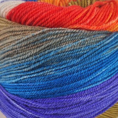 Пряжа Harmonious Sock/Хармониус Сок, оранжевый-желтый-песочый-серый-голубой-фиолетовый- мультиколор 1, Laines du Nord